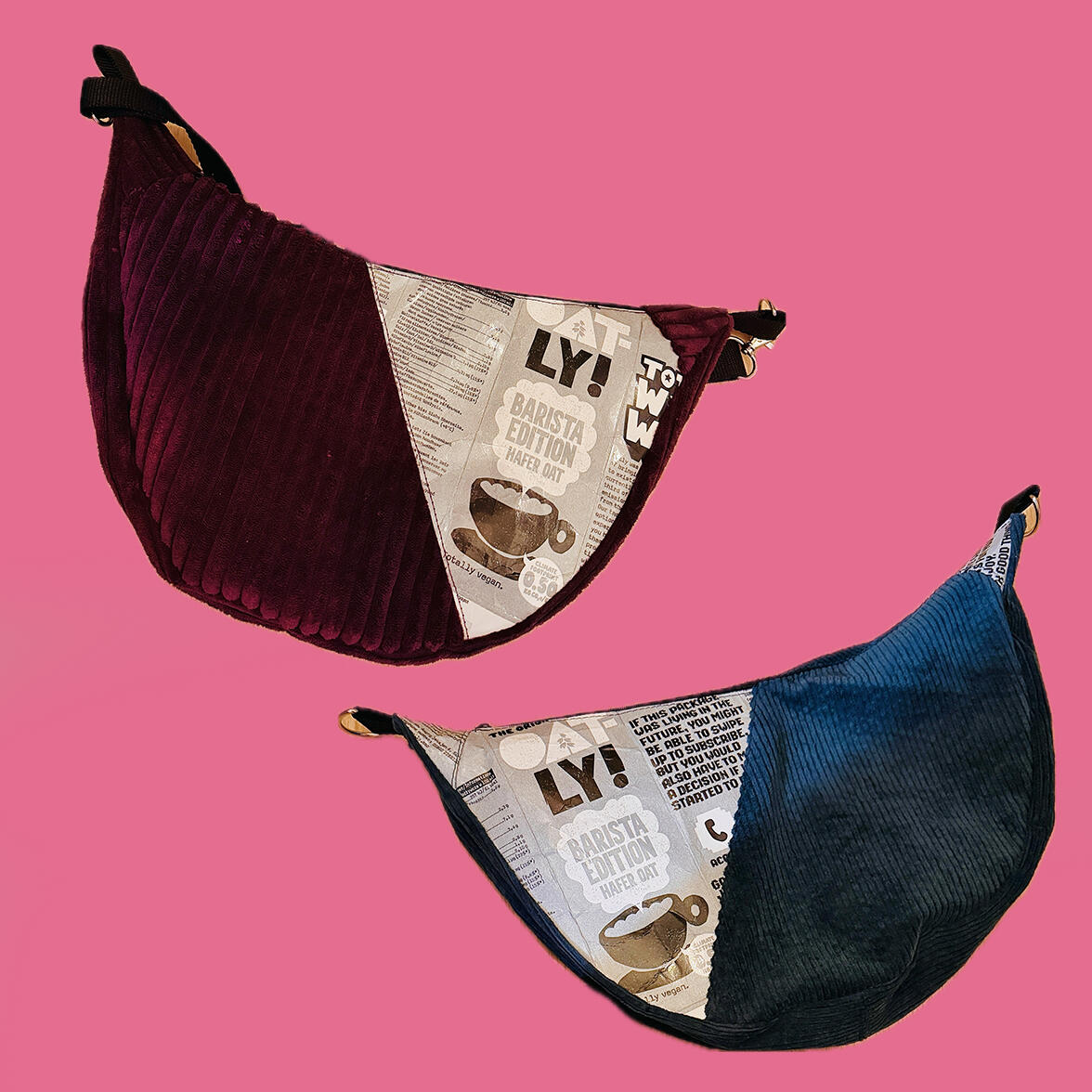 Genähte Taschen aus Hafermilch